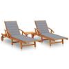 VidaXL Set of 2 Sun Loungers with Table with Cushions, Sunbed, Terrace Deck Chair, Garden Patio Seat 3077346