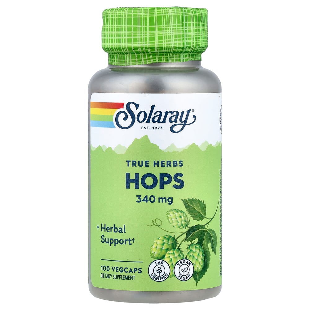 Solaray True Herbs Hops 340mg Veggie Capsules 100 Count
