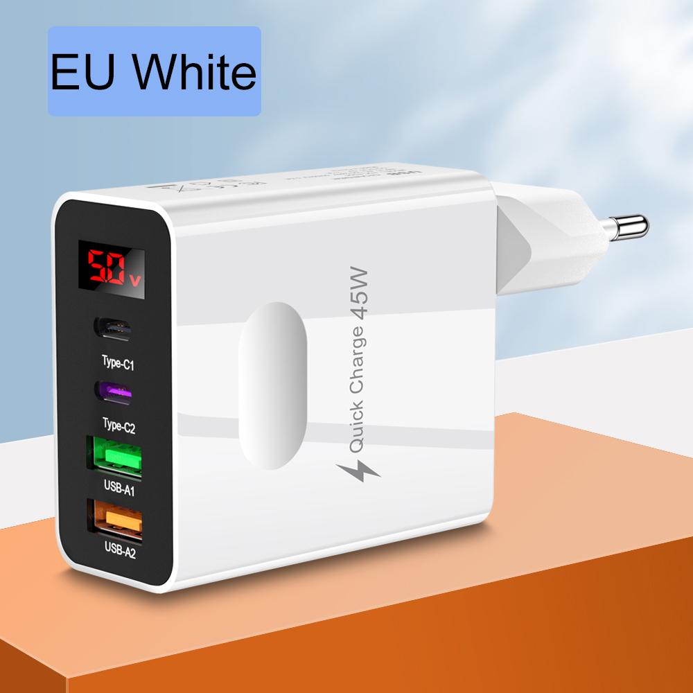 Всего 45 Вт цифровой дисплей зарядное устройство USB Type C зарядное устройство быстрая зарядка 3.0 PD телефон зарядный адаптер для iPhone Samsung Xiaomi Travel C