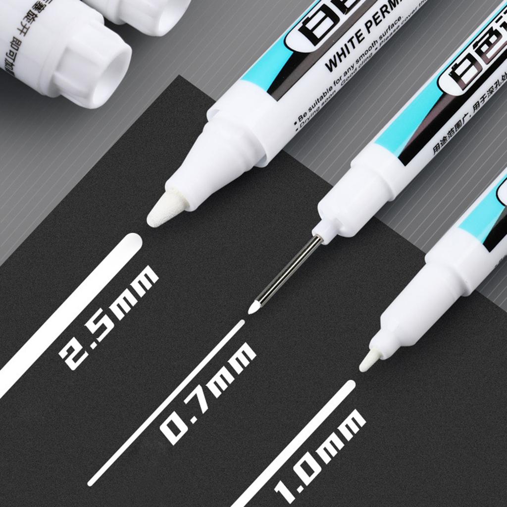 4 Pcs White Markers Paint Pens Oil-based Markers Long Tip Marker Permanent Markers for Rock Tire Glass Metal Painting