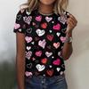 Women's T-shirt 3D Pattern Printed Casual Short Sleeved Love Pattern Printing O-Neck Top Fashionable Street Women's Clothing