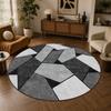 Modern Geometric Round Carpet Soft Short Velvet Antiskid Decoration Home Cloakroom Rug Easy Clean Machine Washable Mat Bedside