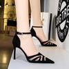Women's Thin Heel 9cm High Heel Pointed Sexy Mesh One-sided Belt Sandals