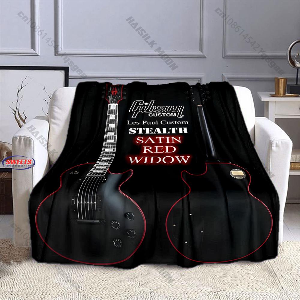 Classic G-Gibs0n Guitar Logo Print Blanket Warm Soft Comfortable Home Travel Blanket Sofa Bedding Cover Blanket Gift for Friends