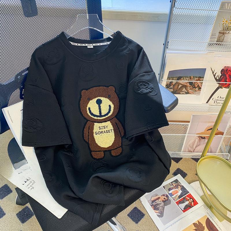 Летняя женская свободная тонкая футболка с короткими рукавами и вышивкой Niche