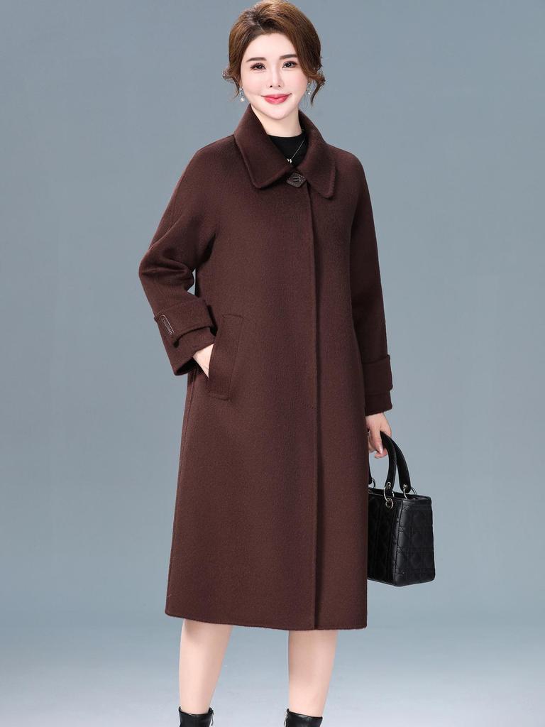 Женское кашемировое пальто средней длины - Двустороннее, Высококачественная модная верхняя одежда Осень/Зима 2025