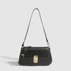 Fashion Texture Black Baguette Underarm Bag Female Niche Everything Retro Single Shoulder Oblique Straddle Bag Summer