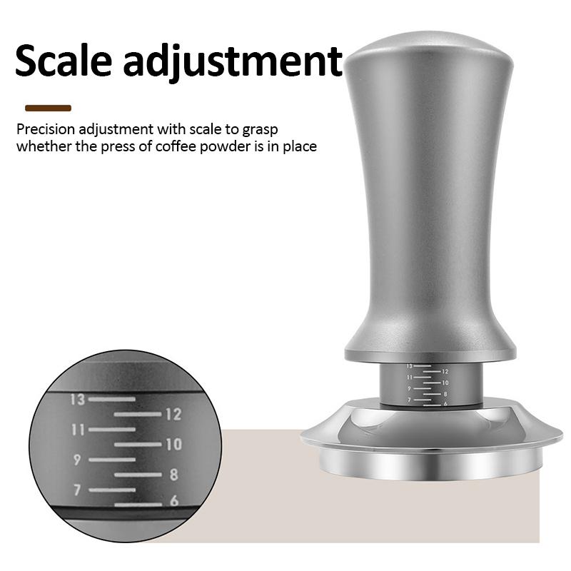 51/53/58mm Coffee Tamper Stainless Steel Coffee Powder Constant Press Hammer with Scale Flat/Thread Base Espresso Accessories