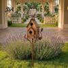 Rustic Bird Station Metal House Garden Stakes, Feeder Decor, Weatherproof Gift for Lovers Iron Art Decor Outdoor Lawn Yard Flower Bed Decoration Wild