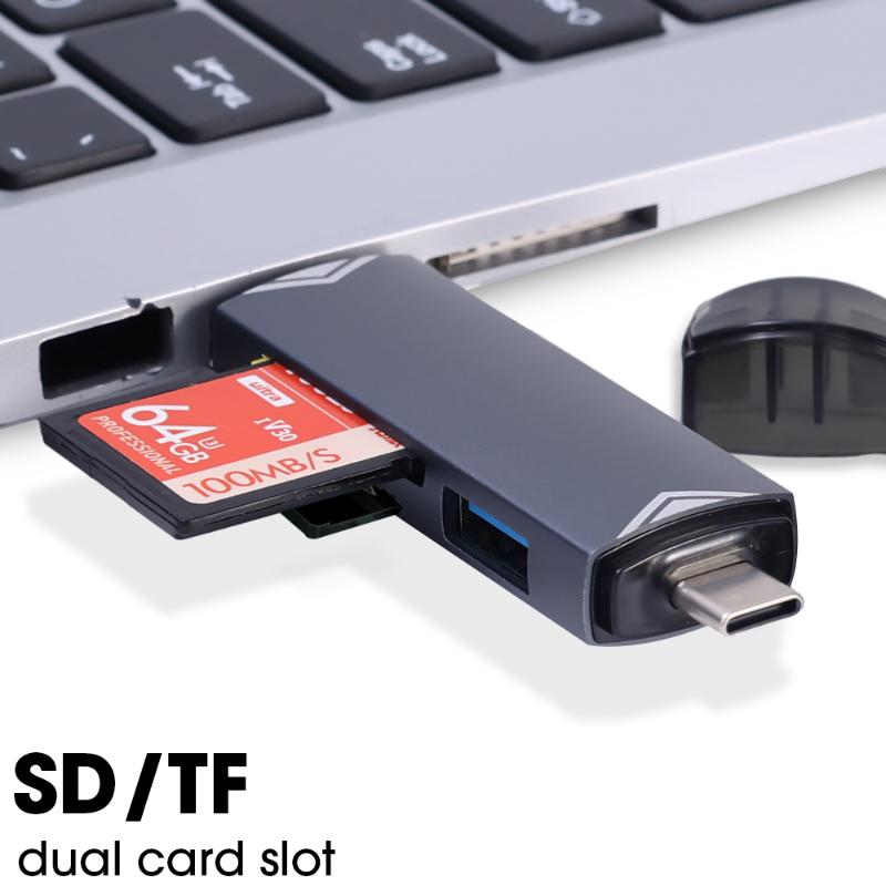 6 In 1 Card Reader Multifunction USB 3.0 Type C/ Micro USB/ Tf SD Memory Card Readers USB Flash Smart OTG Adapter for Phone Laptop Camera Macbook