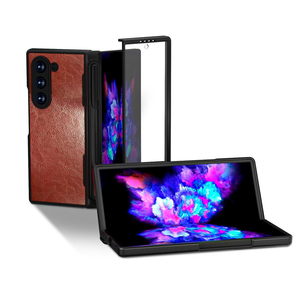 Подходит для Samsung Galaxy Fold 6 Складной чехол для мобильного телефона ПК Прозрачный Магнитное внутреннее кольцо с подставкой Складная защитная крышка
