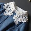 Elegant White Fake Collars for Women Handmade White Shirt False Collars Woman Embroidery Lace Flower Detachable Collar