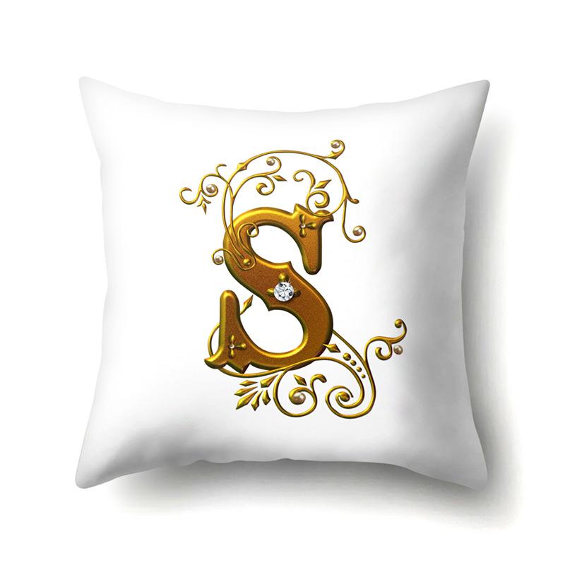 Полиэстеровая наволочка Автомобильное украшение Дом 26 английских букв Принт Автомобильная поясничная подушка Наволочка