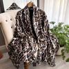 Summer Silk Scarf Women'S Outer Cover Decorative Leopard Print Beach Towel Imitation Silk Printing Long Scarf Lijing Forging Thin Shawl