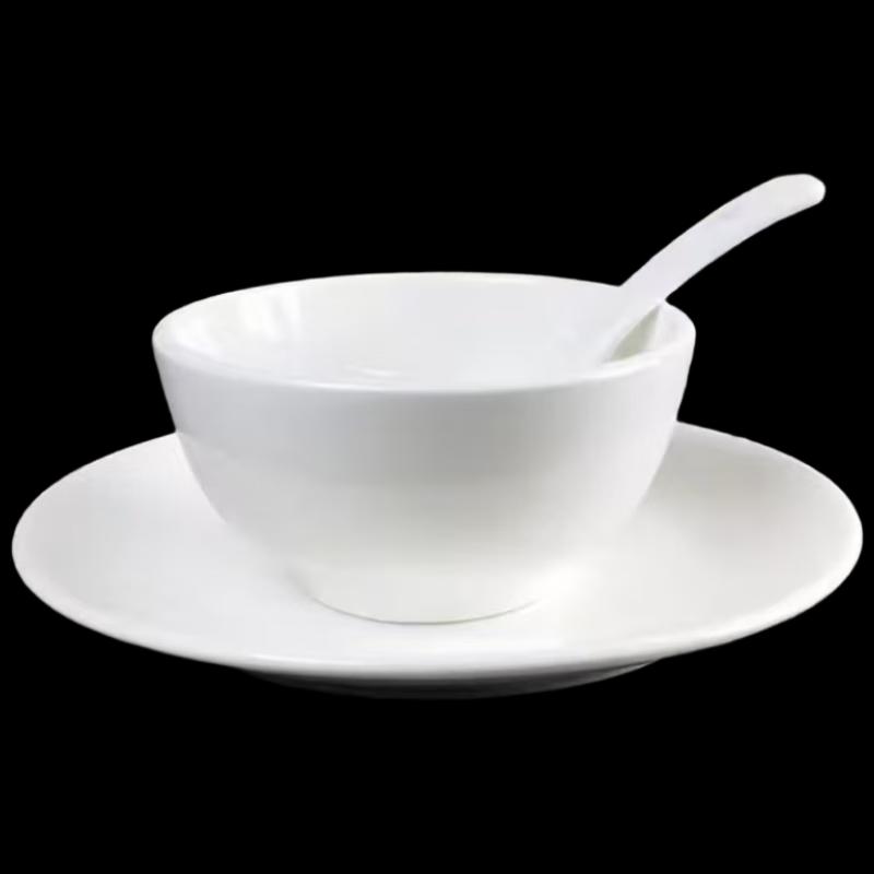 Pure White Ceramic 3-Piece Tableware Set