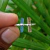 925 Sterling Silver Raw Blue- Green Tourmaline Gemstone Ring Sz 7 US  Christmas