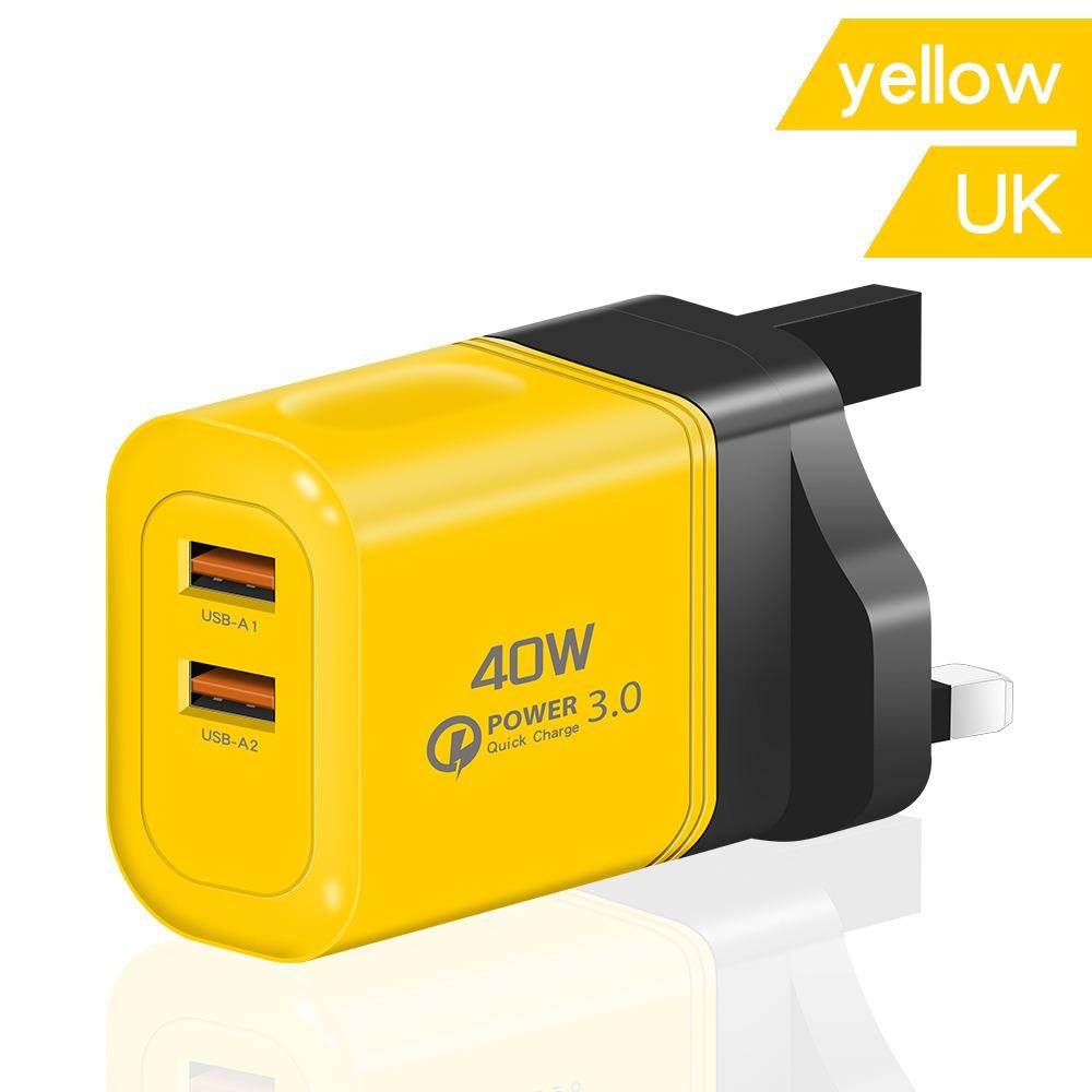 EU/US/UK 40W Charger Plug 2USB Quick Charge Adapter for iPhone/Xiaomi/Samsung