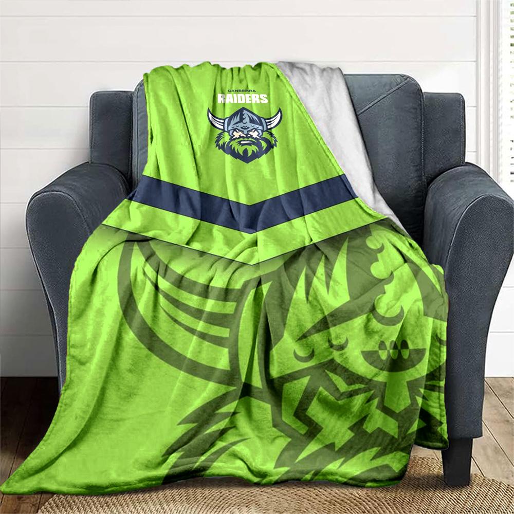 Canberra Raiders Logo Print Flannel Blanket High Quality Warm Comfortable Cover for All Seasons Perfect for Gifts Home Decor