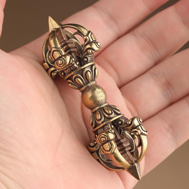 Brass Retro Vajra Pestle Handle - Tibetan Ritual Tool Craftsmanship
