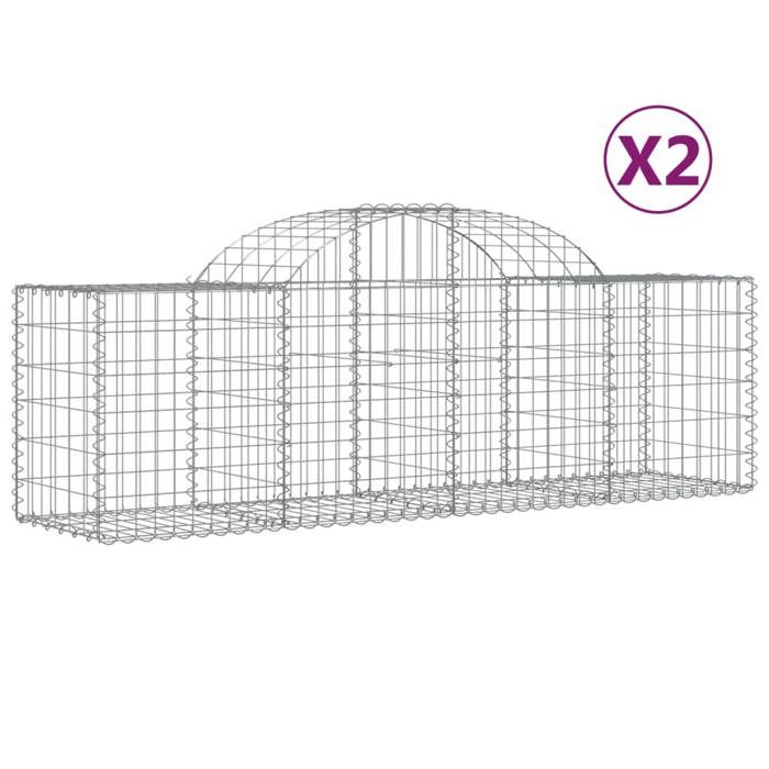 VidaXL Arched Gabion Baskets 2 Pcs 200x50x60/80 Cm Galvanized Iron, Gabion, Gabion Cage, Gabion Wall Basket, Wall of 3146278