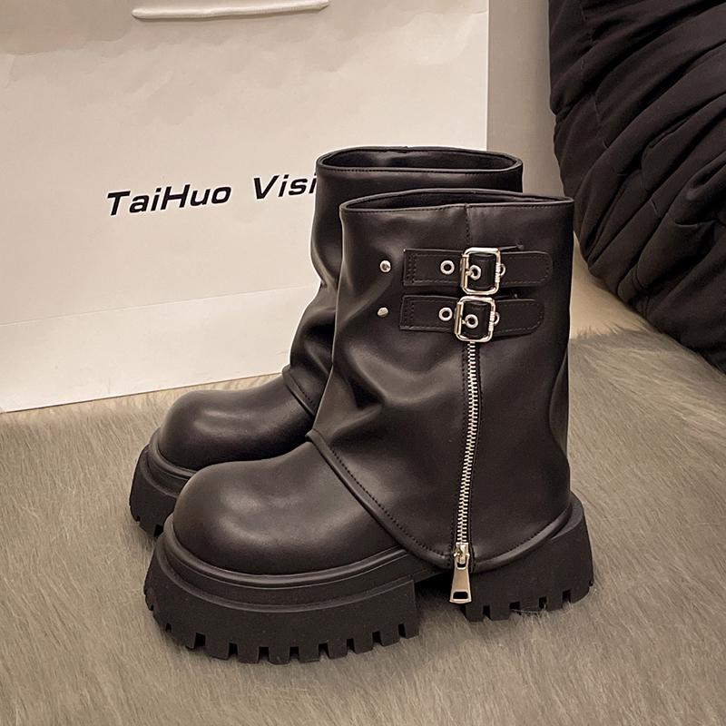 Fashion Designer Women Trouser Legs Short Boots Female Platform Thick Bottom Knight Booties Autumn Winter Shoes