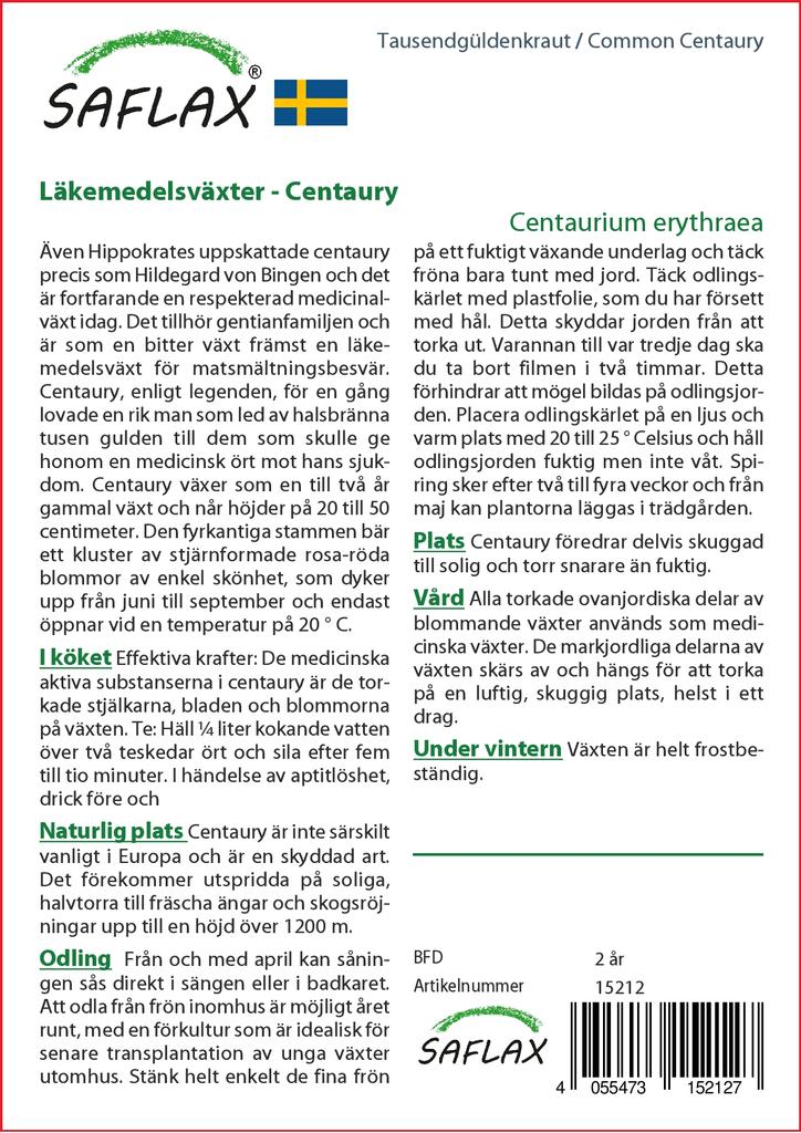 SAFLAX Garden in the Bag - Золототысячник обыкновенный - 250 семян - С субстратом в подходящем пакете - Centaurium erythraea