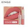 Оптовая продажа O.TWO.O 2-в-1 Матовая помада и Жидкая помада 12 Цветов Макияж Блеск для губ Водонепроницаемый Батом Блеск для губ Тинт Косметика