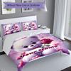 3PC Custom Name Love Bear Romance Bedding Set Printed Bedding Set Duvet Cover Closure Includes 1 Duvet Cover & 2 Pillowcases for All Seasons Bedroom