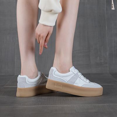 Новая женская новая обувь на все четыре сезона кожаная повседневная на толстой подошве увеличивающая рост женская обувь