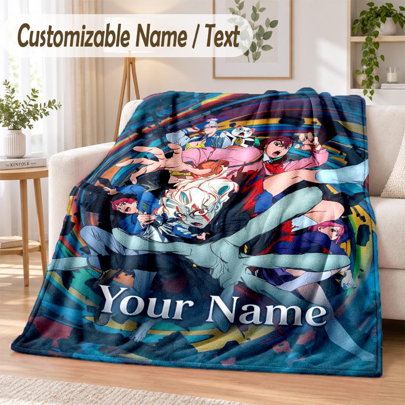 Dandadan Custom Name Flannel Throw Blanket Soft Warm for Sofa Bed Indoor Home Use