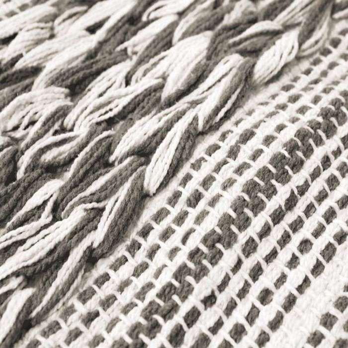 Tapis en coton bande blanc-sable 190x290