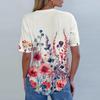 Short Sleeve Womens Tops Summer T-Shirts Floral Print V Neck Casual Basic Tee Button Shirts Tunic Tops
