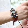 Kirykle Boho Gypsy Hippie Design Leather Rope Eye Bracelet Multilayer Leather Bisplatter Unisex Adjustable Jewelry