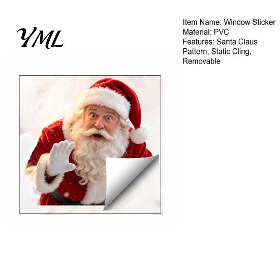 Waterproof Seasonal Wall Art Santa Claus Window Sticker, Static Removable Decal, Reusable Glass Sticker Sheets Festive PVC Decal for Home Living Room