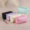 Women Clutch Bag Toiletry Bag Makeup Pouch Cosmetic Bag Pencil Case New Candy Color Embroidered Diamond Grid Makeup Bags