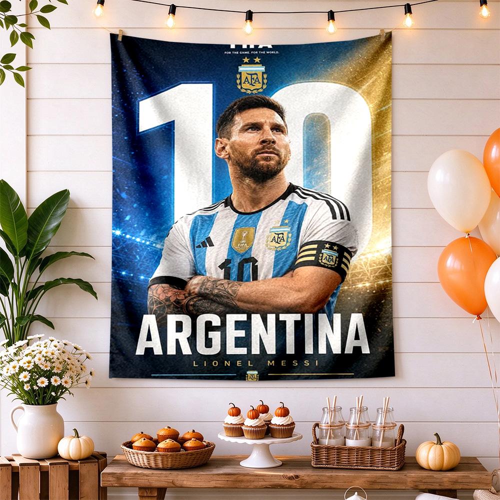 Football Messi Handwoven Tapestry Nordic Minimal Great for Bedroom Reading Corner Balcony Four Seasons Vintage Wall Art