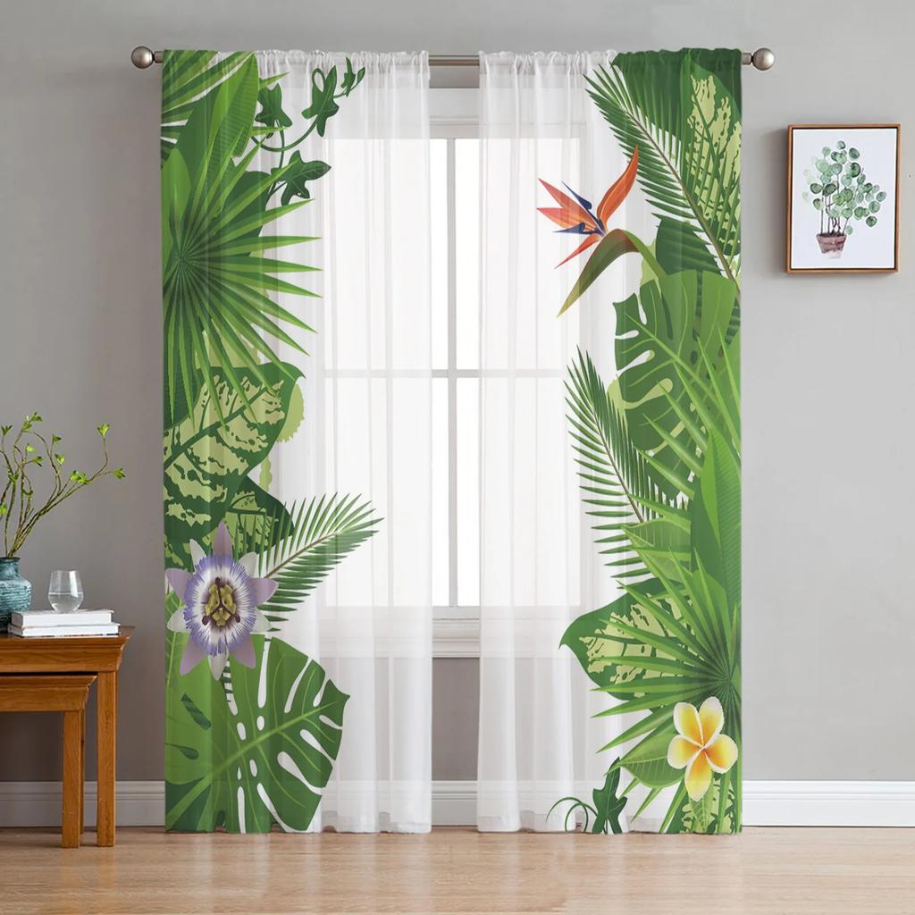 Jungle Forest Cartoon Animal Lion Elephant Tulle Sheer Curtains for Living Room Bedroom Window Curtain Voile Organza Drapes