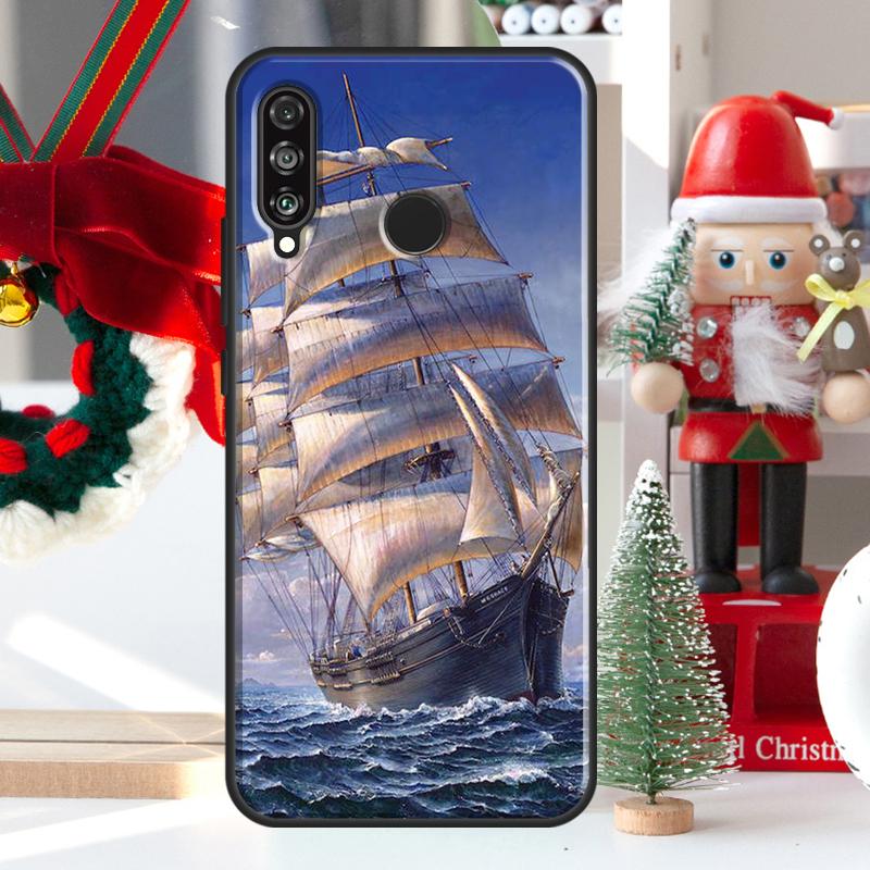 Sailing Pirate Ship Boat For Huawei Nova 9 10 SE 11 Pro Y60 Y70 Y90 Y61 Y91 Y72 Y73 12i 11i 8i P20 P30 P40 Lite Case