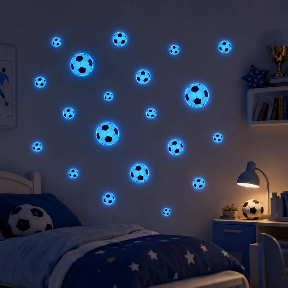 Glow in The Dark Cartoon Football Stickers Creative Glowing Football Stickers Soccer Fan