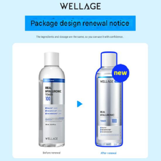 WELLAGE Тонер Real Hyaluronic 100, 200 мл, 1 шт.