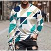 Summer Round Neck Geometric Pattern 3D Print Top Fashionable Casual Short Sleeved Men's T-shirts