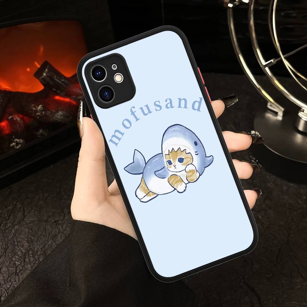 M-Mofusand Милый Кот-Акула Матовый Защитный Чехол Для IPhone 16 15 14 13 12 11 Pro Max X XS MAX Защитный Чехол
