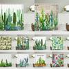 Cactus Shower Curtains Waterproof Polyester Fabric Shower Curtains Tropical Plants Bathroom Screen Curtain Home Decor 180X180Cm