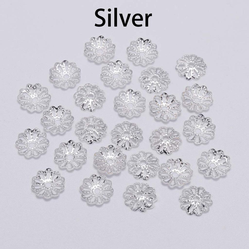 Металлические колпачки для бусин в форме цветка для изготовления ювелирных изделий - 200 шт., 7 мм и 9 мм, золото, серебро, розовое золото, черный