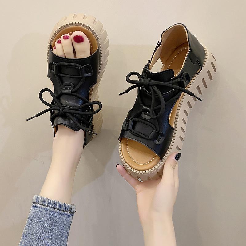 Мода Винтаж Платформа Римские сандалии Женщины 2024 Весна Лето Пляжные сандалии Женские Досуг Спортивные сандалии Мода Высокий каблук Женская обувь