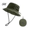 Camping Bucket Hat Foldable Quick-Dry Breathable Mesh Fisherman with Wide Brim Adjustable Windproof Rope Sun Protection Summer