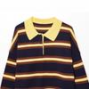 European and American style, new women's clothing, fashionable, versatile, cross-border striped POLO neck loose knitted sweater