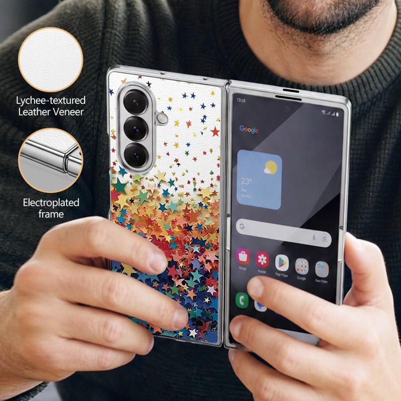 Чехол с принтом «Цветные звезды» для Samsung Z Fold 8 Ultra 7 6 5, роскошная кожаная накладка с покрытием, жесткий чехол для телефона для Galaxy Z Fold8 Fold7 Fold6