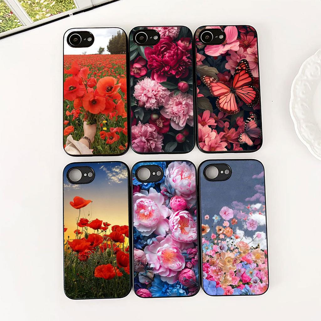 Soft Cover for Apple iPhone 17 Pro XS Max Air 6 7 8 Plus 5 + SE 2022 SE2 16E Casing Phone Case Poppy Flower Bloom Fashion