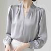 Fashion New Autumn Long Sleeve Women Blouse V-Neck Office Lady Black White Chiffon Shirt Women Tops J741